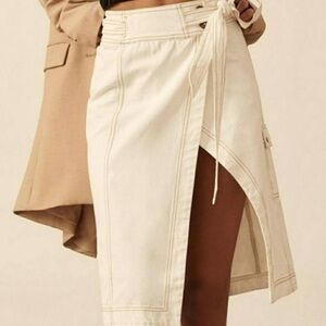 Anthro White Denim Skirt